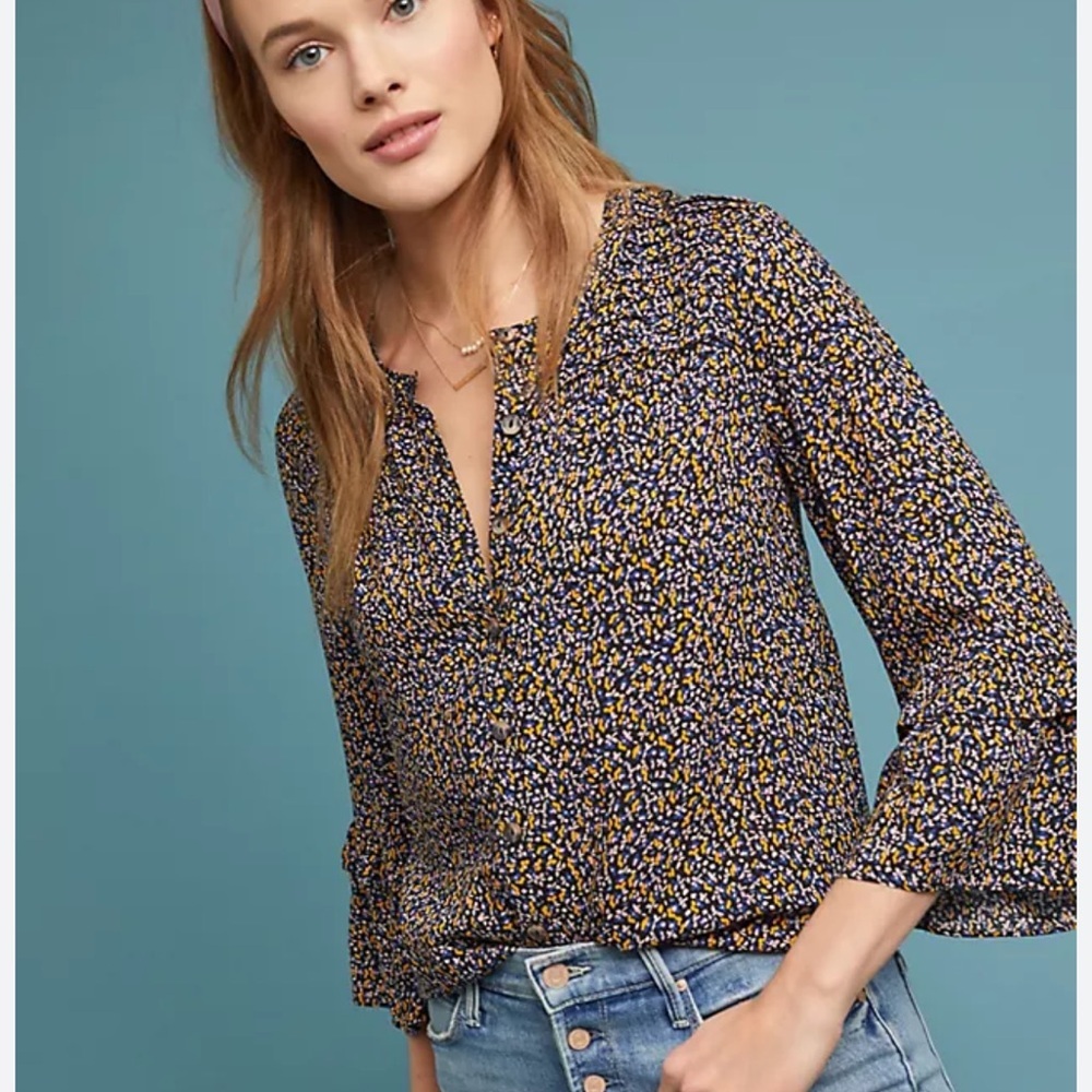 Maeve Blue and Yellow Floral Blouse